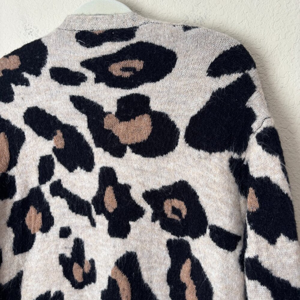 Altar'd State Boho Cozy Leopard Printed Open Front Longline Cardigan Sweater - Picture 10 of 10